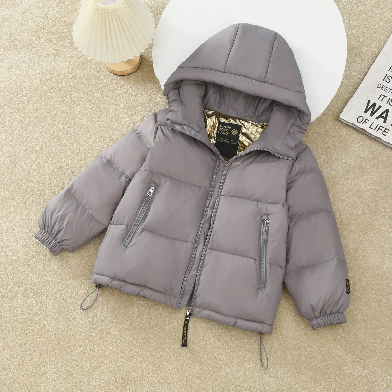 Chaqueta de invierno de plumón negro y dorado, gruesa y cálida - imagen 2