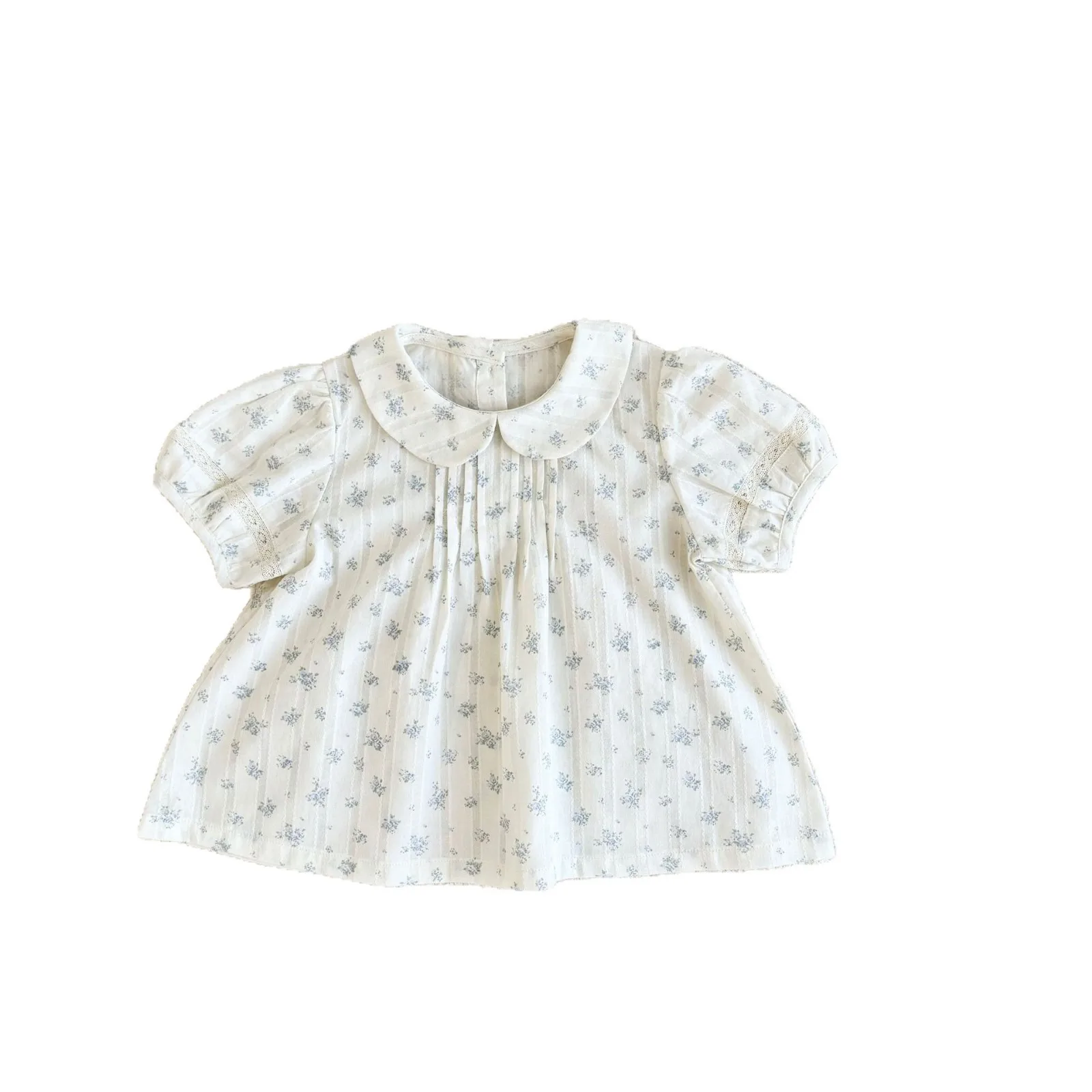 Camisa de verano de niña de algodón con estampado floral manga corta - imagen 3