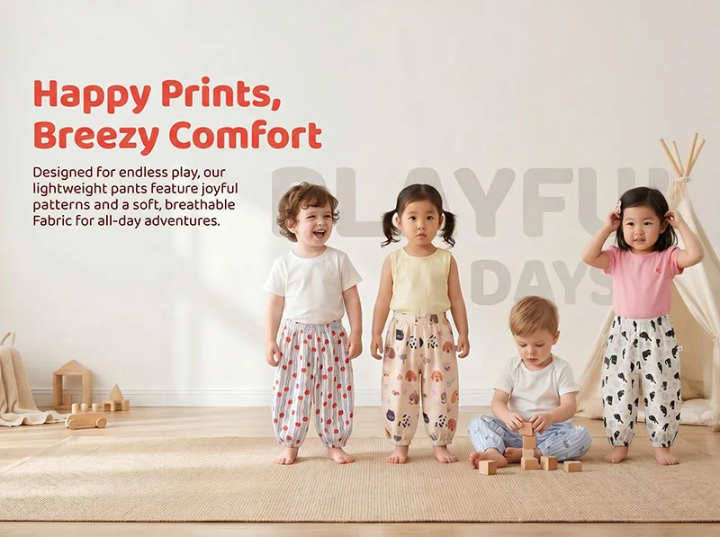 Pantalones de verano con estampado de gatos y perros