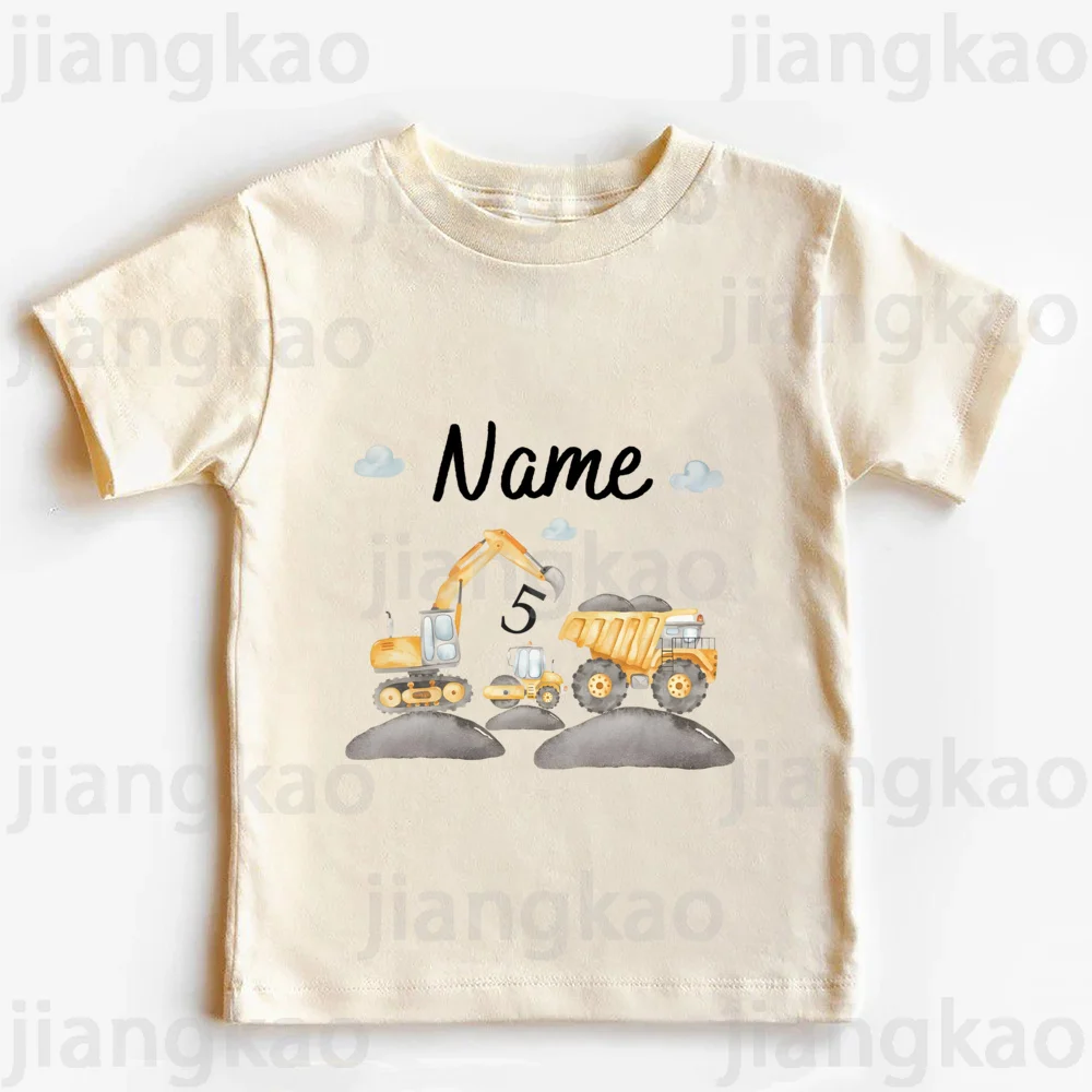 Camisa excavadora con nombre para niños – Manga corta personalizada - imagen 2