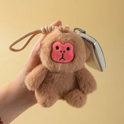Llavero de peluche Saki mono dorado para mochila y carrito