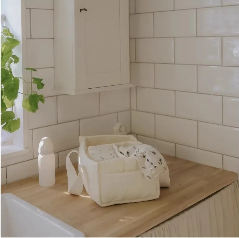 Bolsa de pañales blanca de gran capacidad, organizador portátil