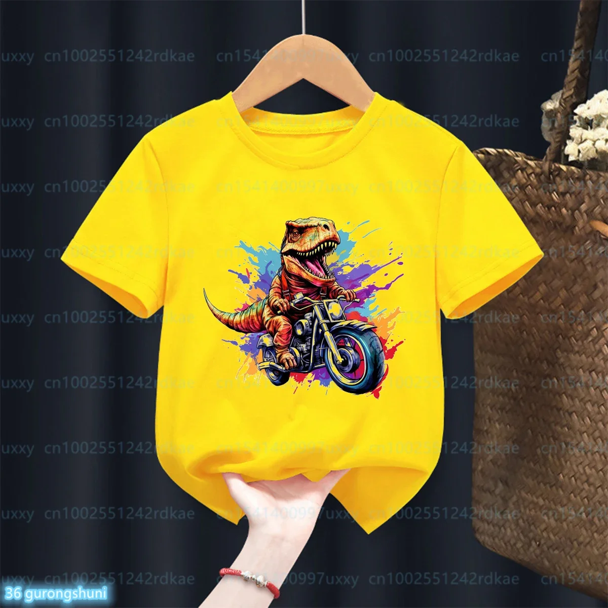 Camiseta motociclista niños manga corta – estampado amarillo - imagen 4