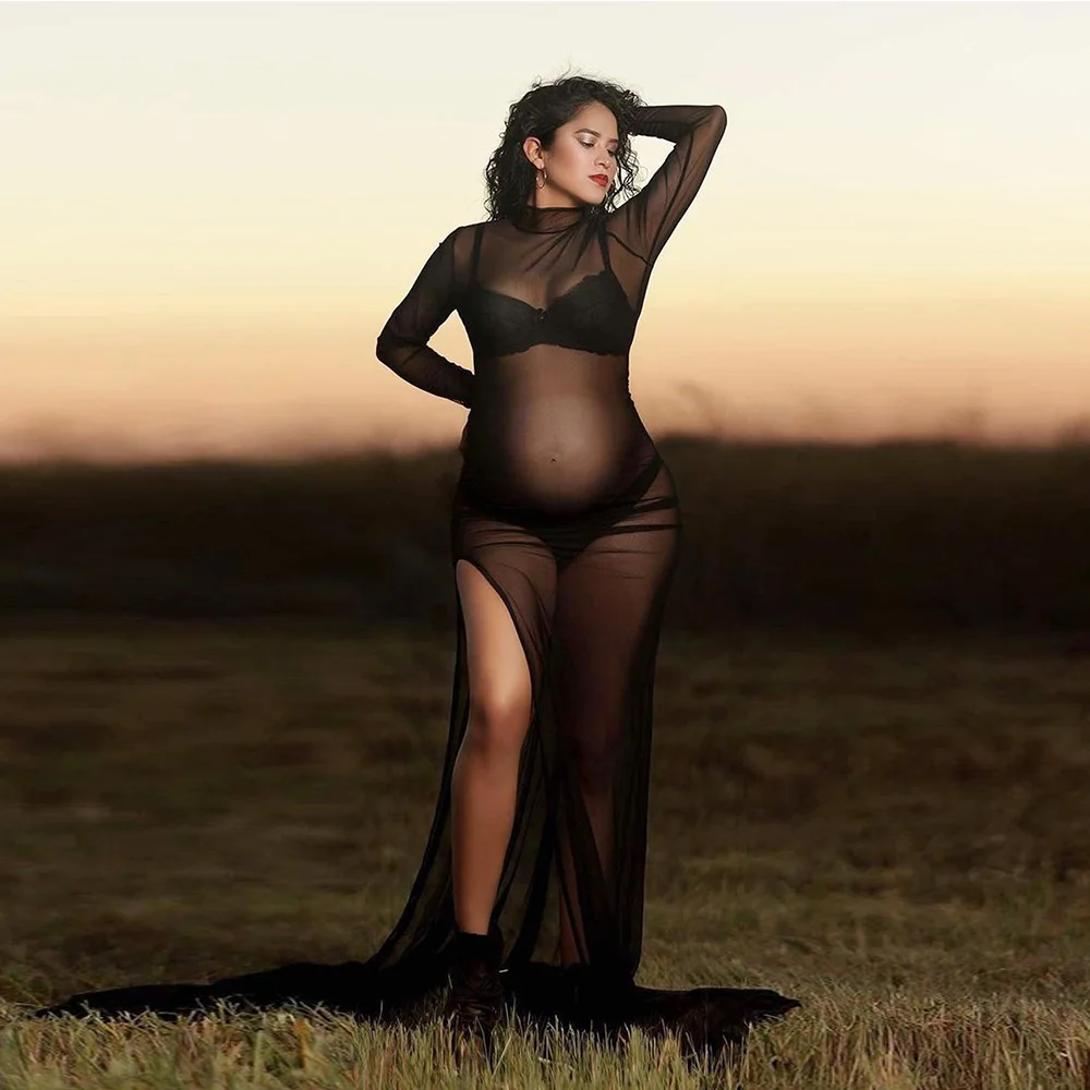 Vestido de malla transparente para sesión de fotos de maternidad - imagen 3