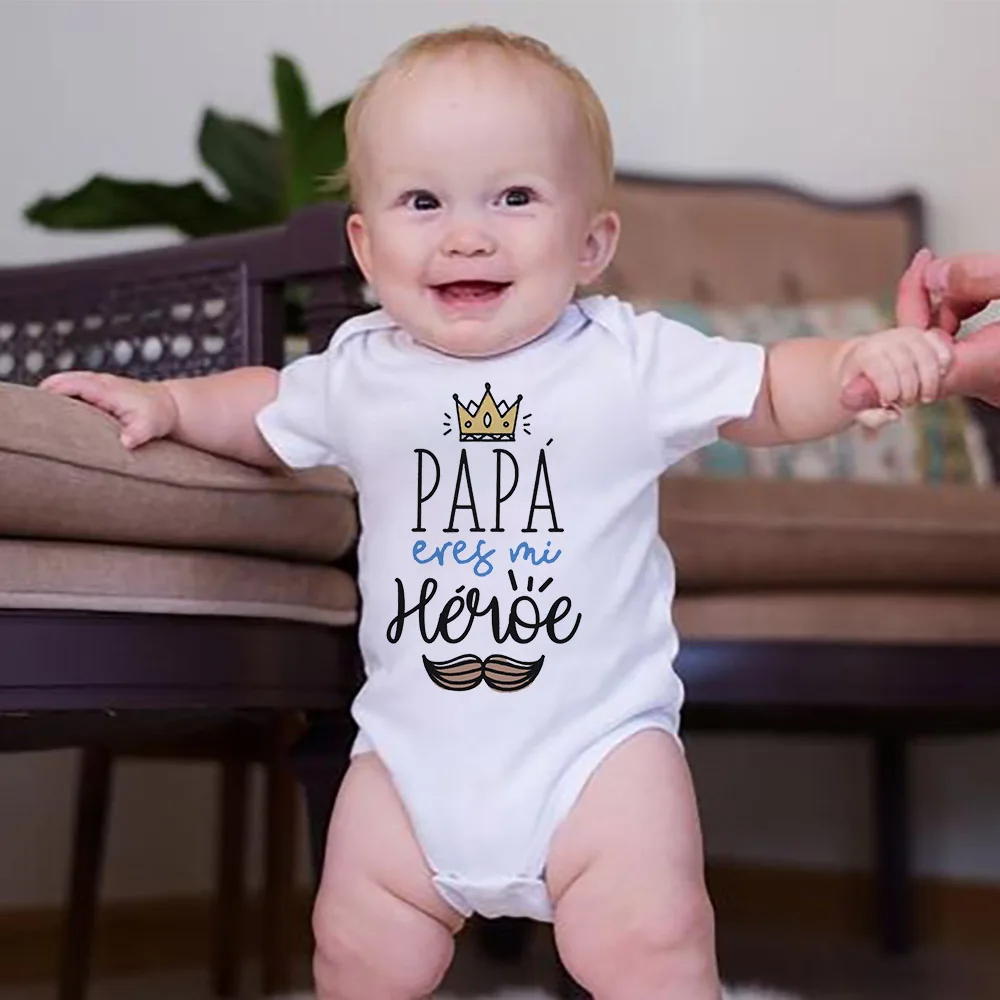 Body bebé manga corta estampado Papá es mi héroe - imagen 5