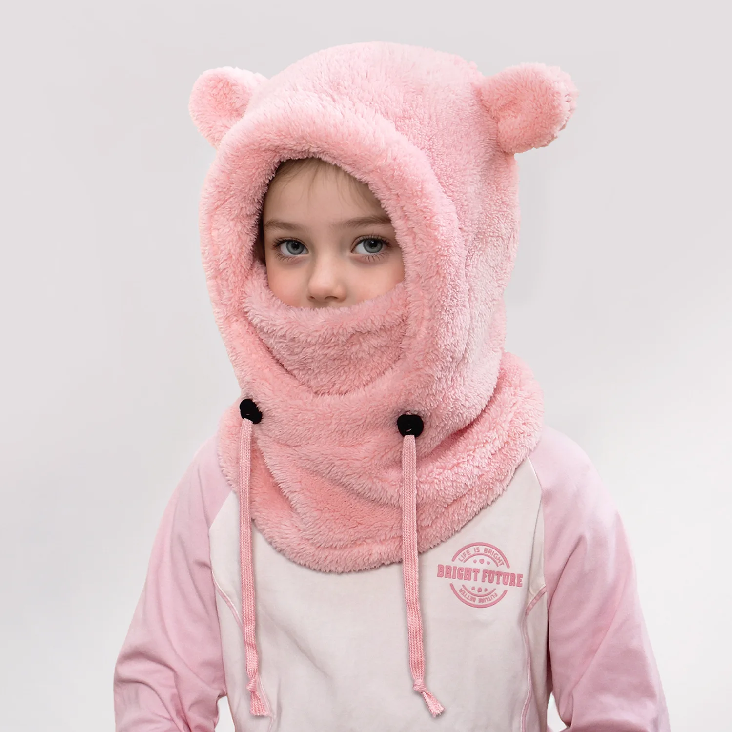 Gorro con protección facial vista frontal niño