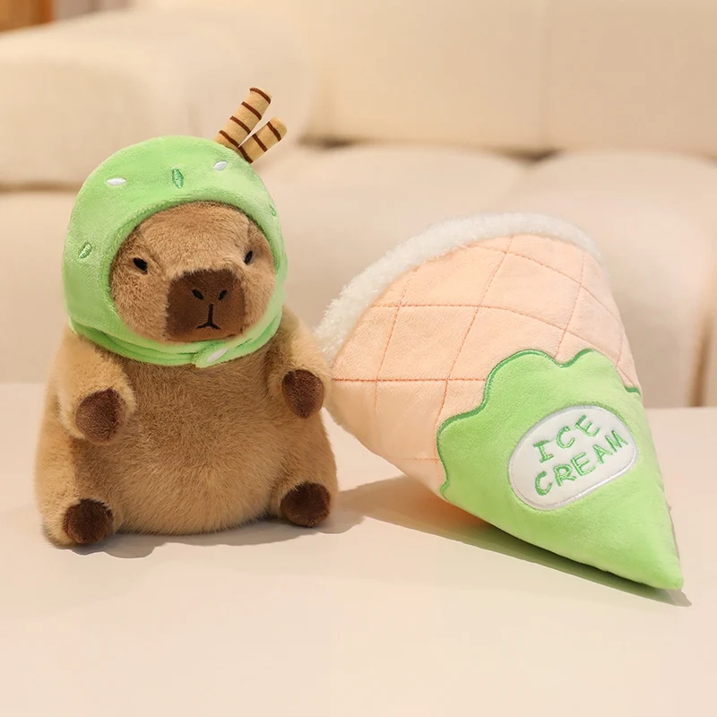 Peluche capibara tierno con forma de helado, almohada suave infantil - imagen 5