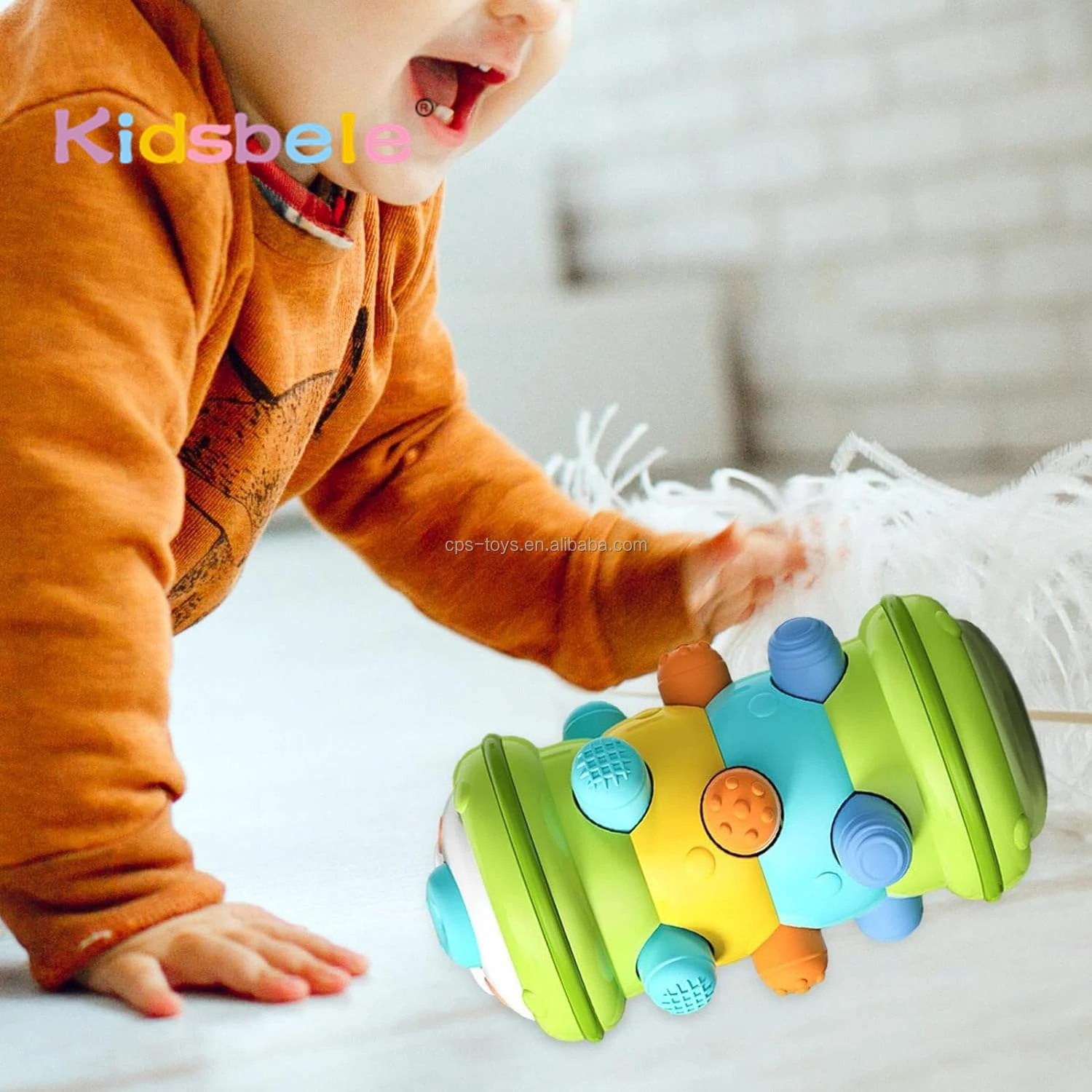 Juguete sensorial con rodillo de rodamiento texturizado para bebés