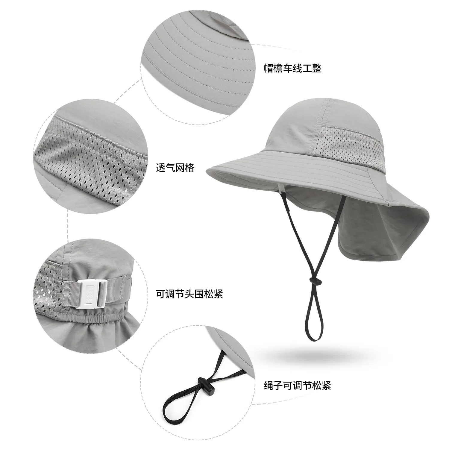 Sombrero de protección solar estilo cubo con cuello para niños - imagen 4