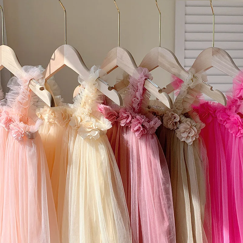 MILANCEL Vestido de malla veraniego para niña - Estilo tutú floral - imagen 3
