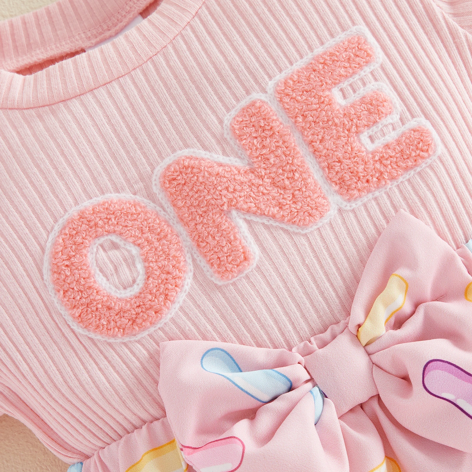 Conjunto bebé niña para cumpleaños con bordado y falda estampada - imagen 3