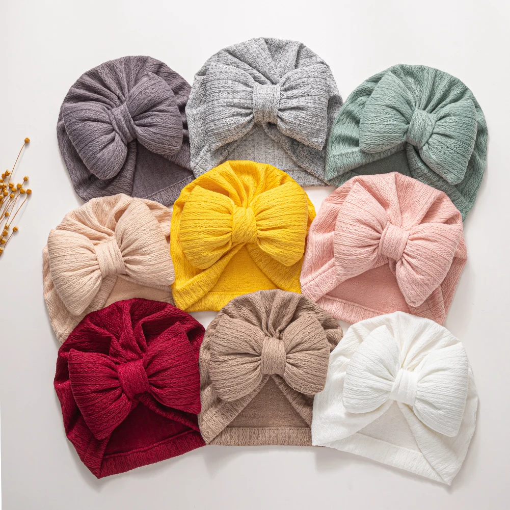 Gorro de punto con lazo para recién nacidos - imagen 4