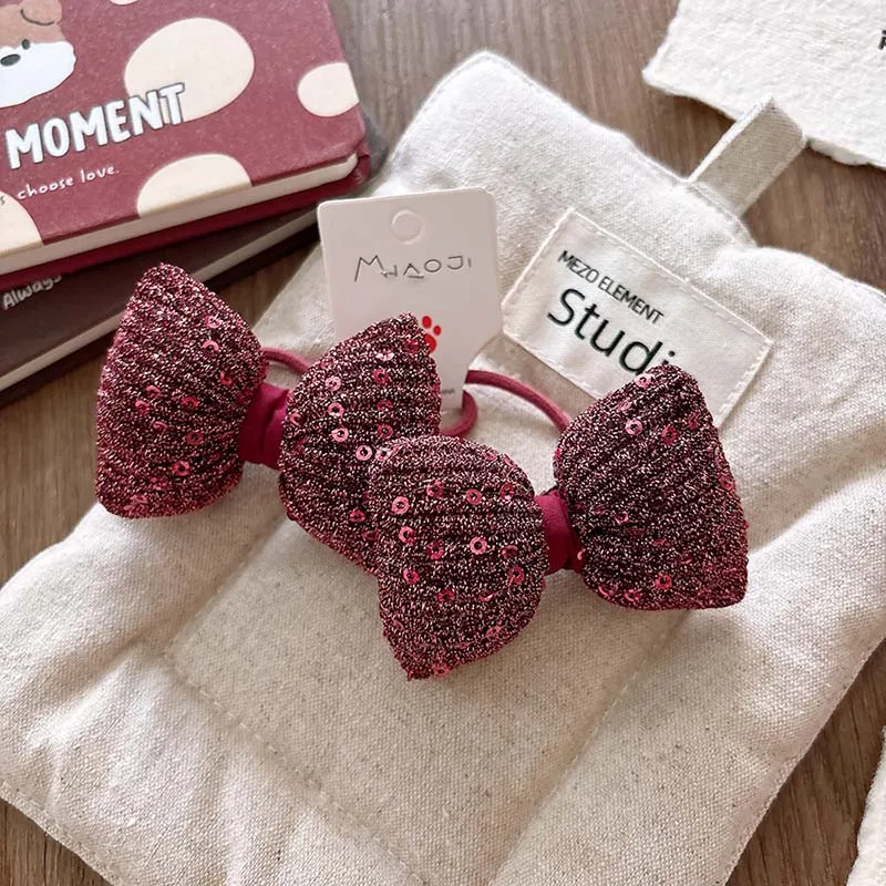 Bandas elásticas rojas vintage para el pelo de niña hechas a mano - imagen 3