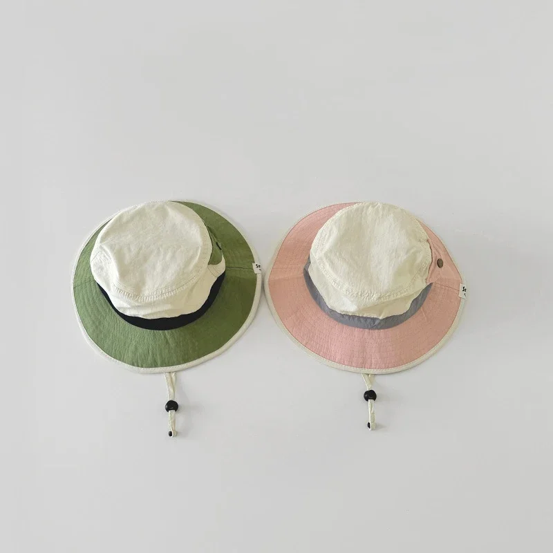 Sombrero de cubo infantil de color sólido para verano y playa