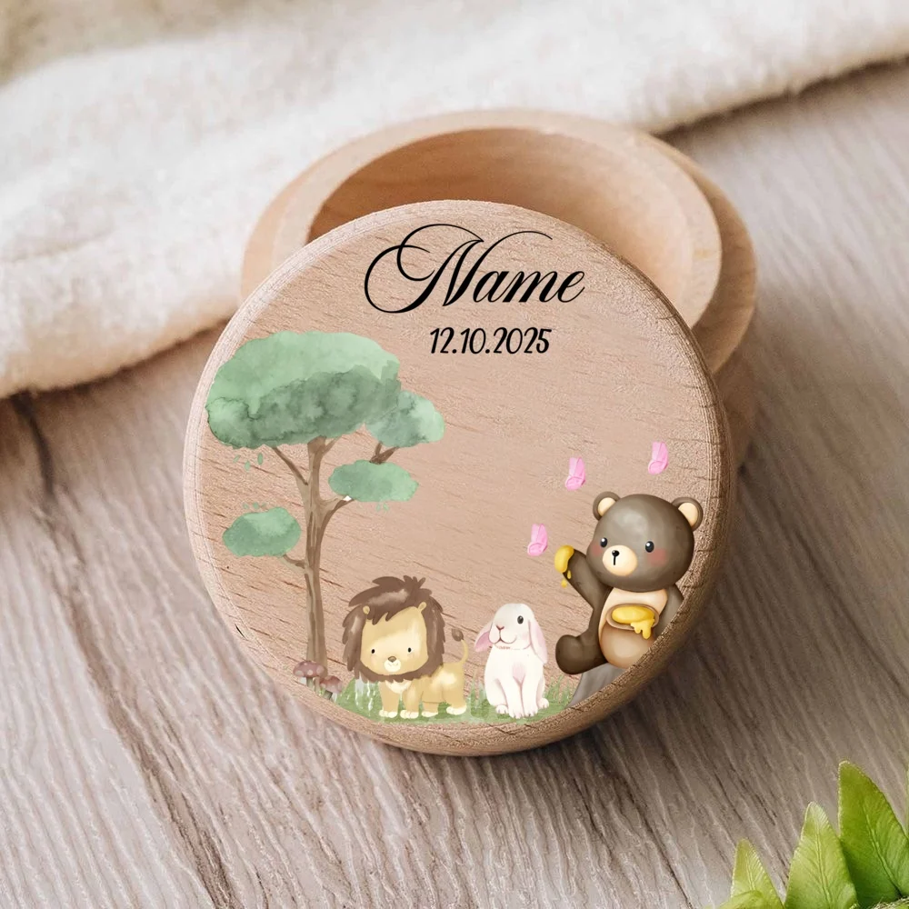 Caja de recuerdo dientes de leche personalizada con animales