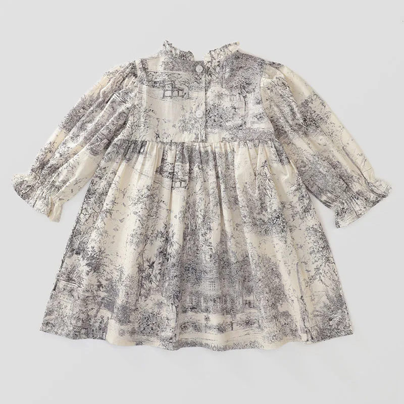 Vestido niña encaje de algodón manga larga estilo princesa - imagen 5