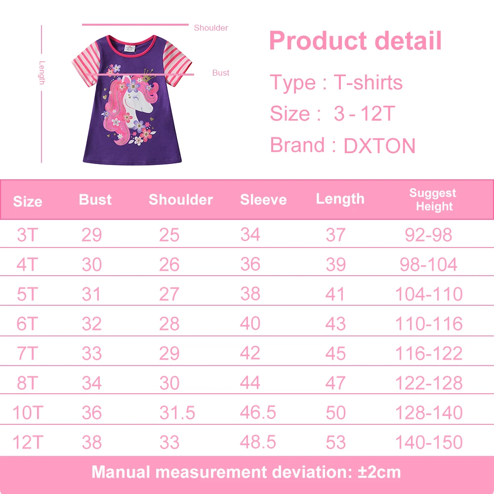 DXTON camisetas algodón estampado floral verano manga corta para niñas - imagen 2