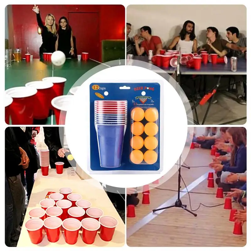 Juego de pong con vasos rojos y azules para fiestas - imagen 4