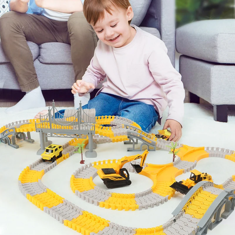 Set de construcción con vehículos eléctricos de carreras para niños - imagen 3