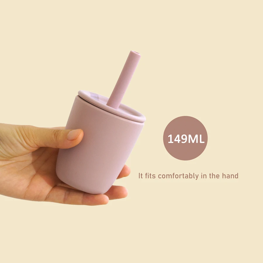 Taza bebé aprendizaje ergonómica de silicona con pajita anti derrames - imagen 4