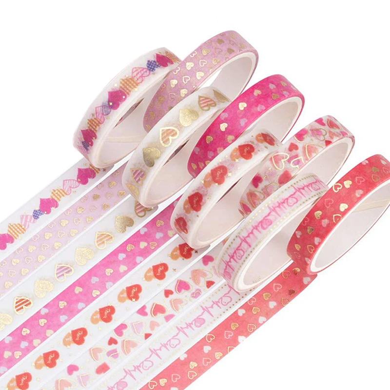 Cinta washi de corazones rosa para álbumes de recortes y diarios - imagen 2