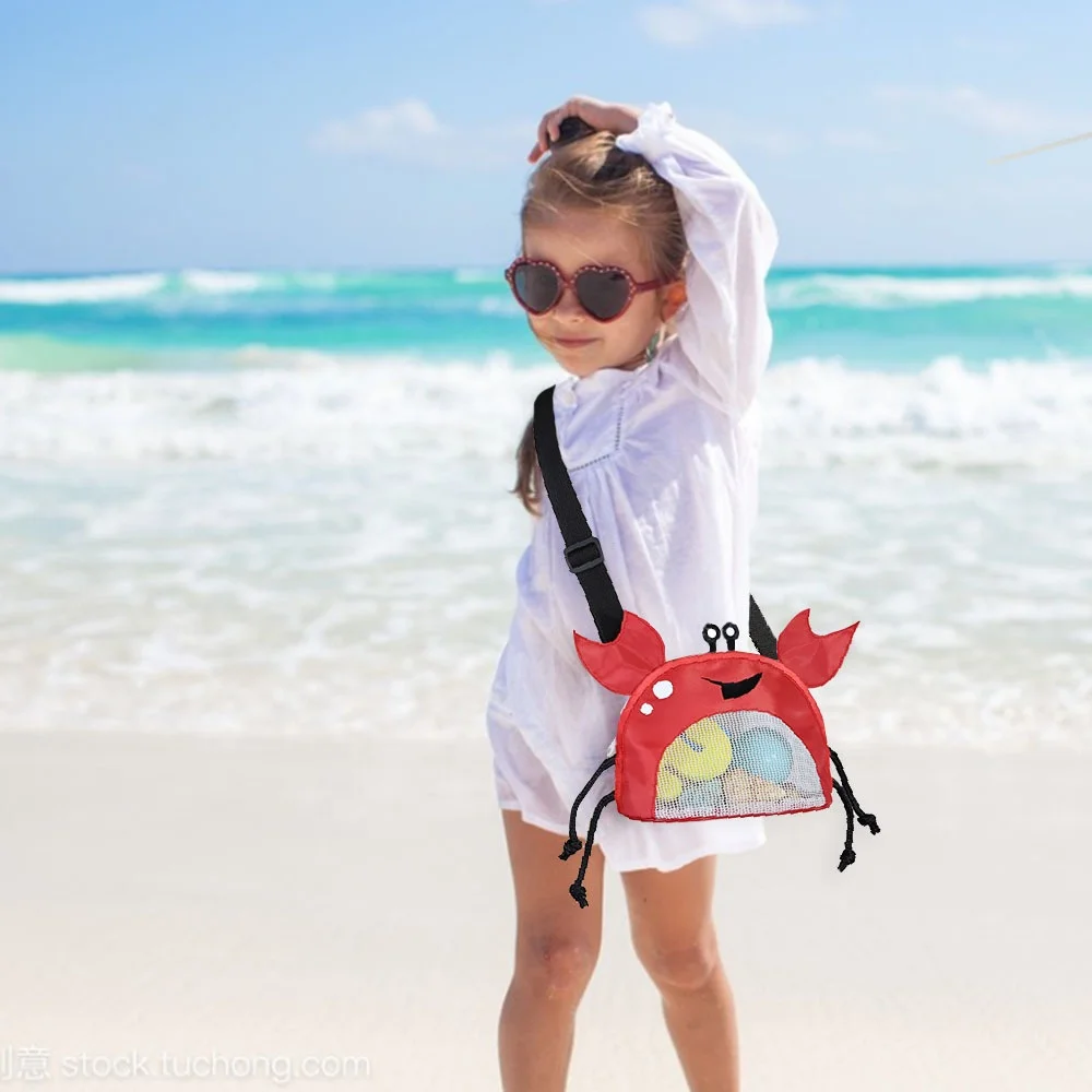 Bolsa de malla de playa para niños con cangrejo y conchas - imagen 4
