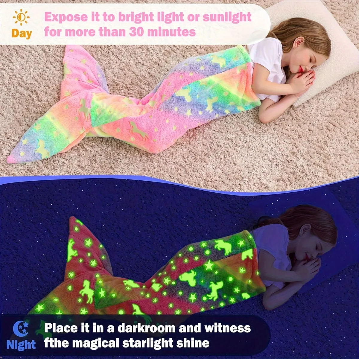 Manta de unicornio arcoíris – Suave y brillante para niñas - imagen 3