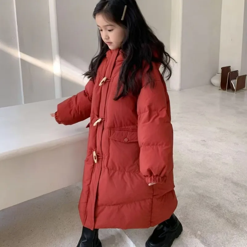 Abrigo acolchado con capucha largo para niñas de invierno - imagen 5