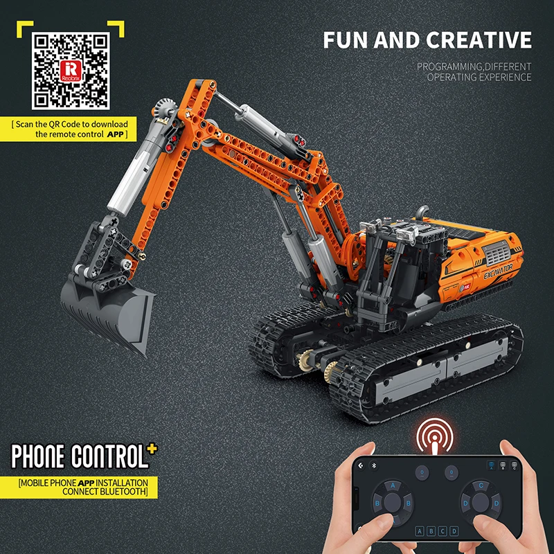 Set construcción excavadora RC orugas para niños - imagen 3