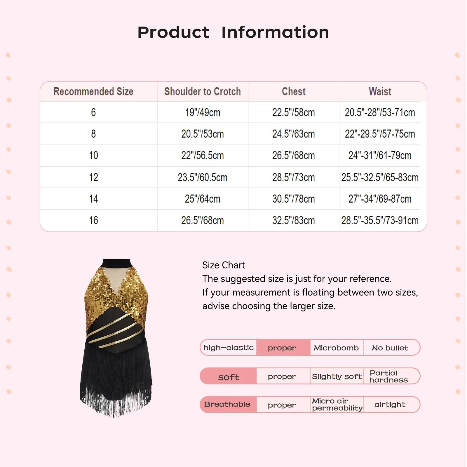 Traje de baile latino para niña de leotardo con lentejuelas y borlas - imagen 4
