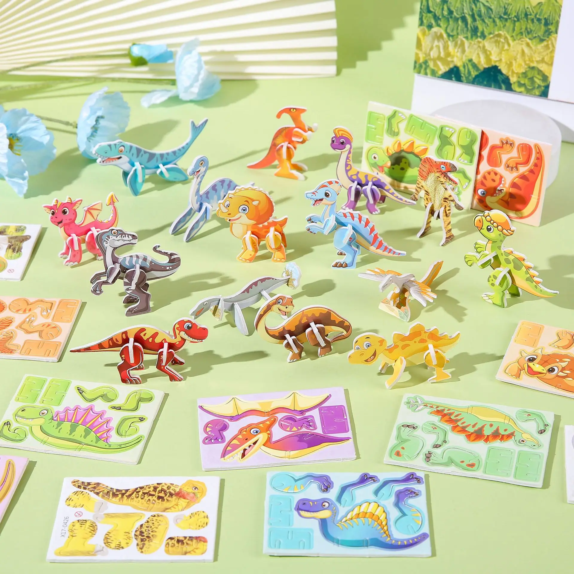 Mini rompecabezas de papel con dinosaurios para fiesta infantil - imagen 2