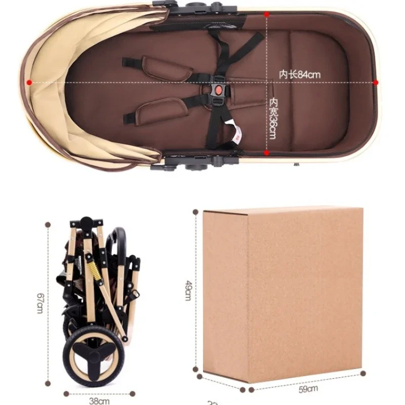 Cochecito de bebé bidireccional para recién nacido asiento reclinable - imagen 2