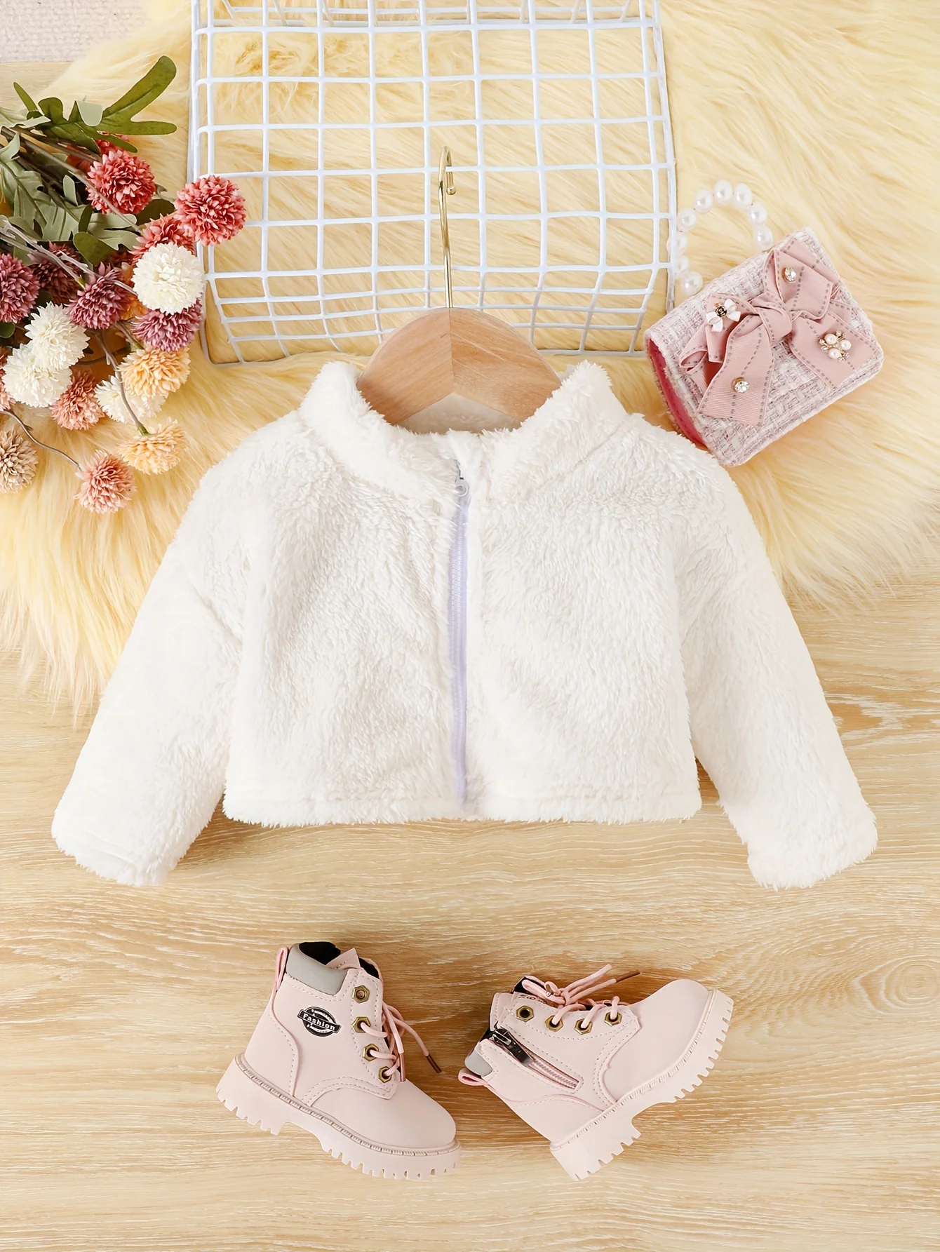 Chaqueta de felpa a prueba de viento para niña en invierno cálida