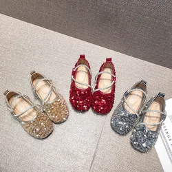 Zapatos de fiesta princesa cómodos con lentejuelas para niña