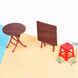 Mesa plegable para casa de muñecas miniatura comedor de plástico