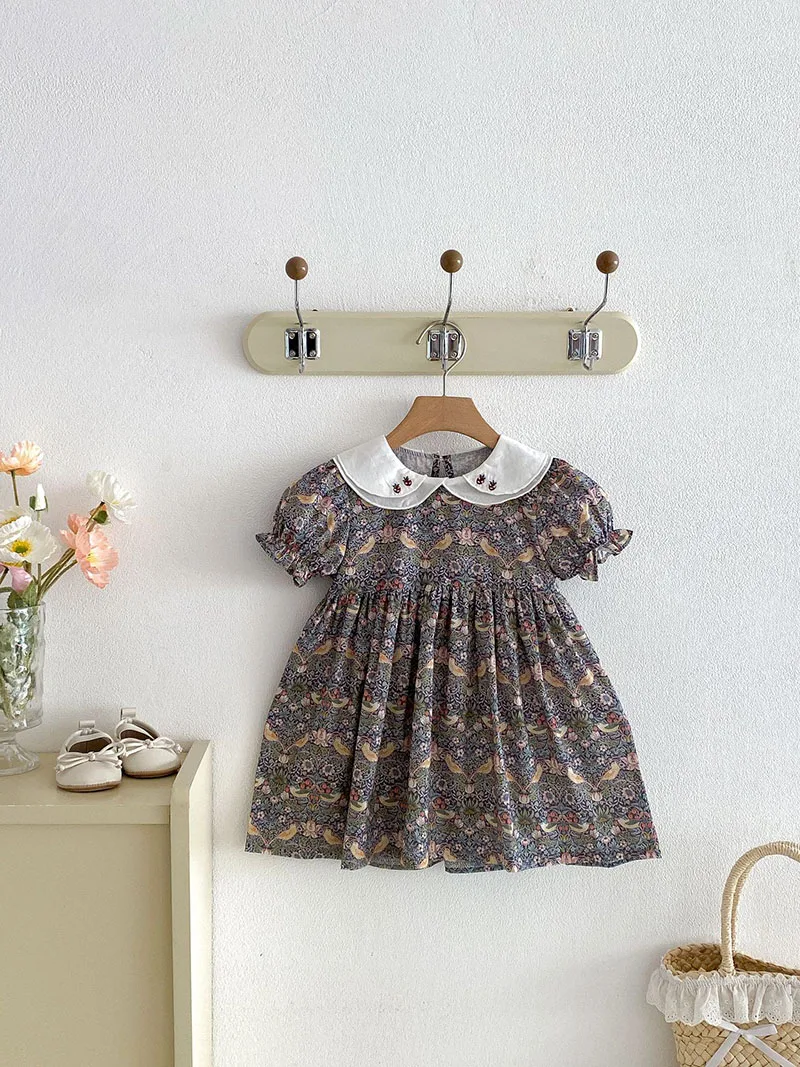 MILANCEL Vestido de verano floral para niña – Algodón suave