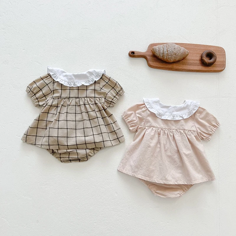 Conjunto bebé cuadros algodón – Camiseta y bombachos cómodos - imagen 5