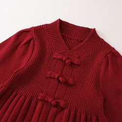 Vestido infantil rojo con manga larga - estilo princesa para nina