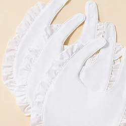 Toalla de saliva para bebé niña de algodón con encaje blanco