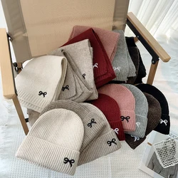 Gorros de punto para niños con lazo coreano - Conjunto invernal