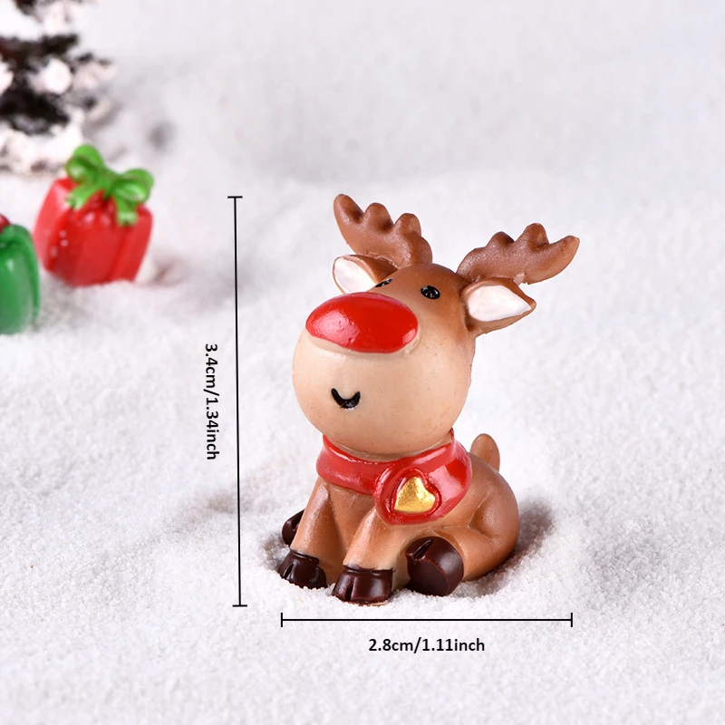 Adornos navideños miniatura de trineo con renos y nieve - imagen 4