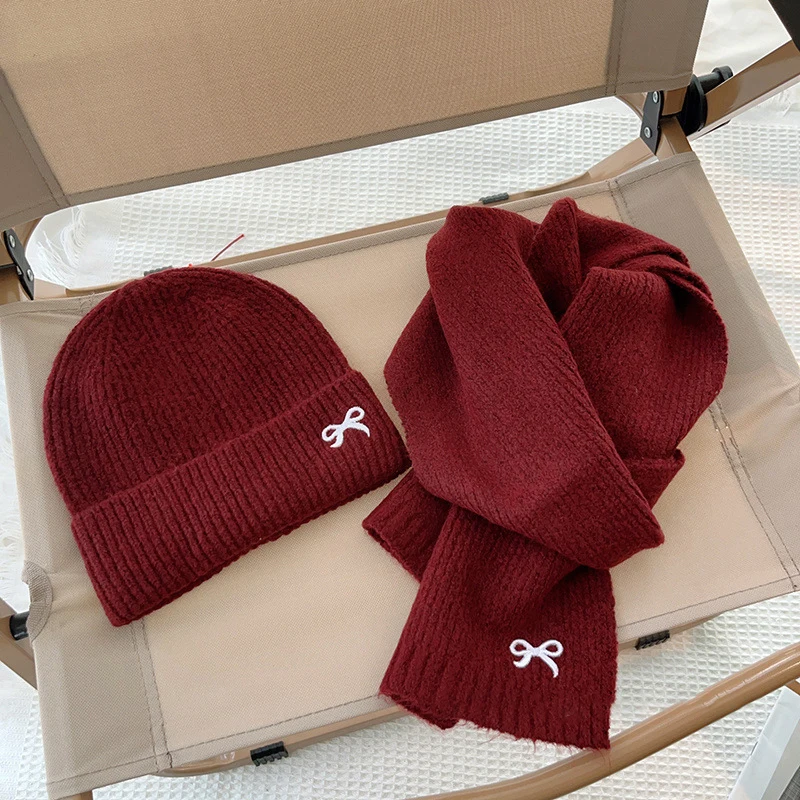 Gorros de punto para niños con lazo coreano - Conjunto invernal - imagen 4