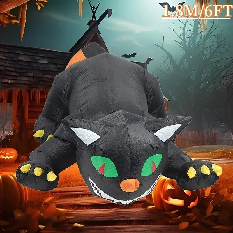 Gato inflable Halloween con luz LED integrada y cabeza vibrante - imagen 5