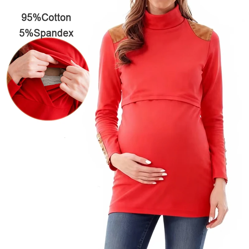 Vestido de lactancia cuello alto para invierno, maternidad y embarazo - imagen 5