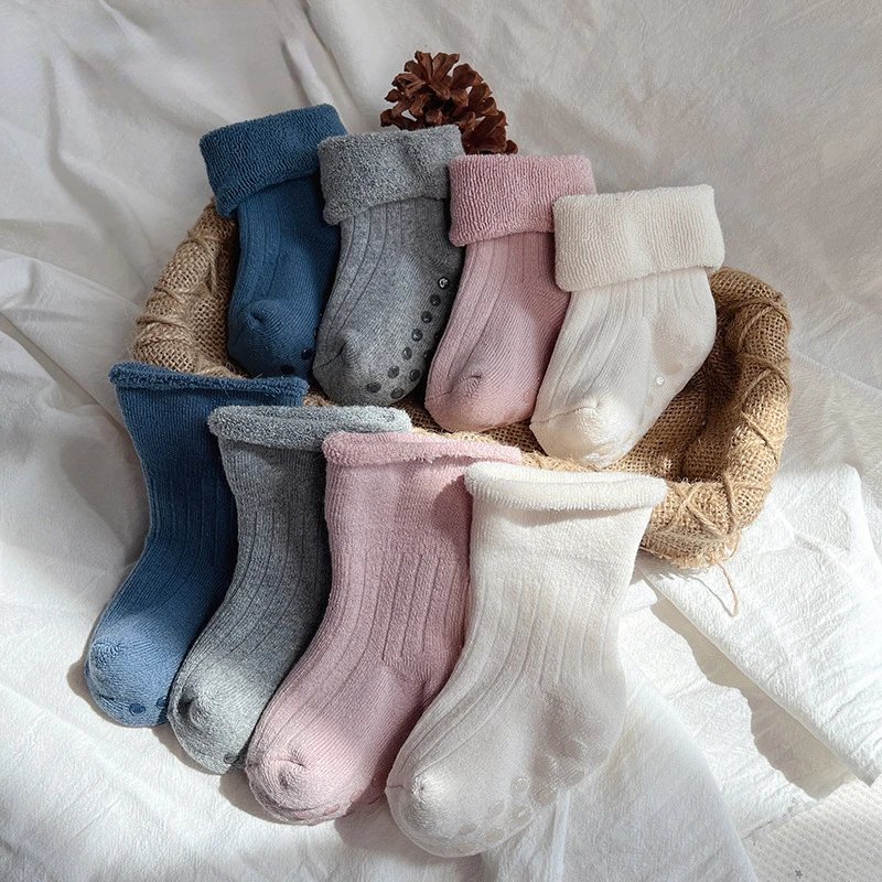 Calcetines antideslizantes térmicos de algodón con pelo para casa - imagen 4