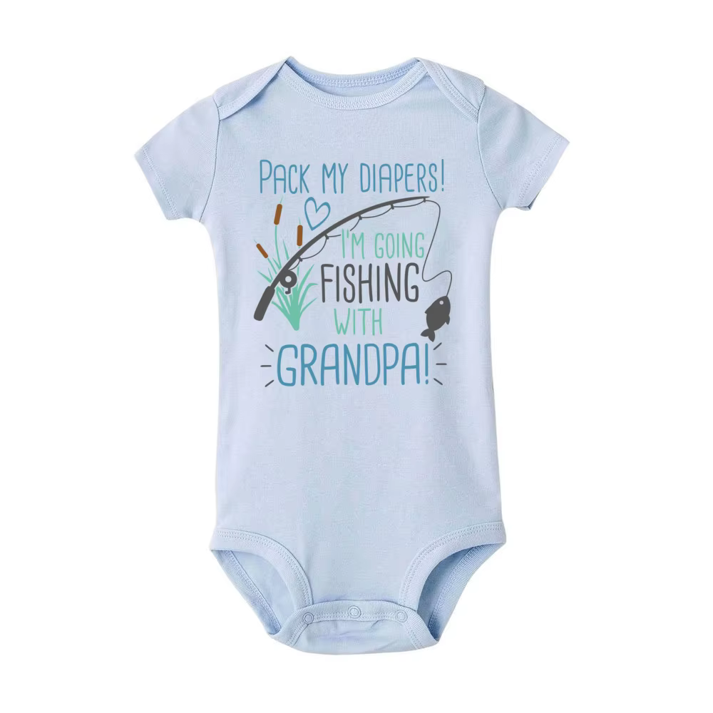 Body pesca abuelo y nieto – Bodysuit infantil divertido para bebé - imagen 2