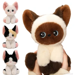 Peluche de gato siamés de dibujos animados, suave y realista