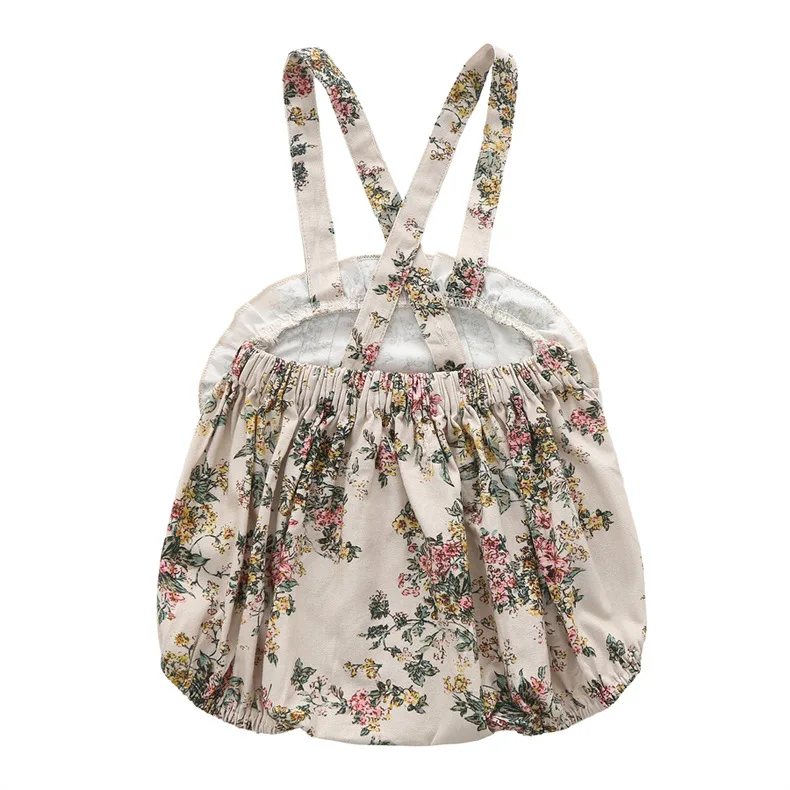 Mono de niña vintage floral con tirantes – estilo retro - imagen 4