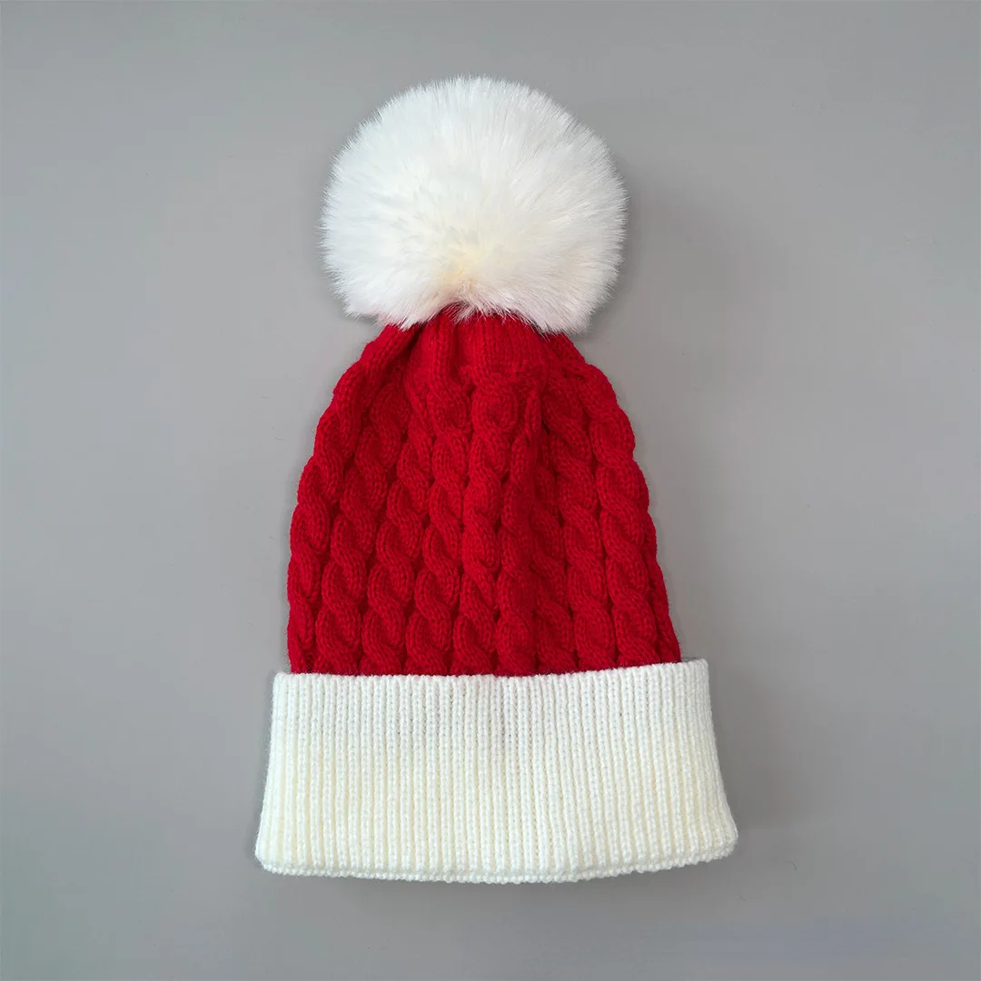Gorro de invierno infantil de punto suave con pompón