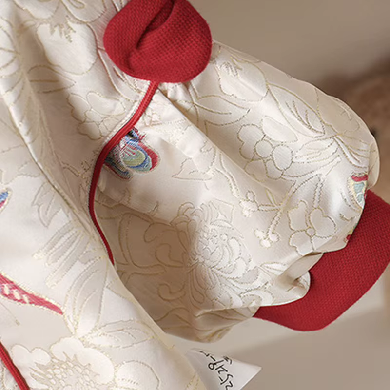 Conjunto de recién nacida niña manga larga con bordado floral oriental - imagen 3